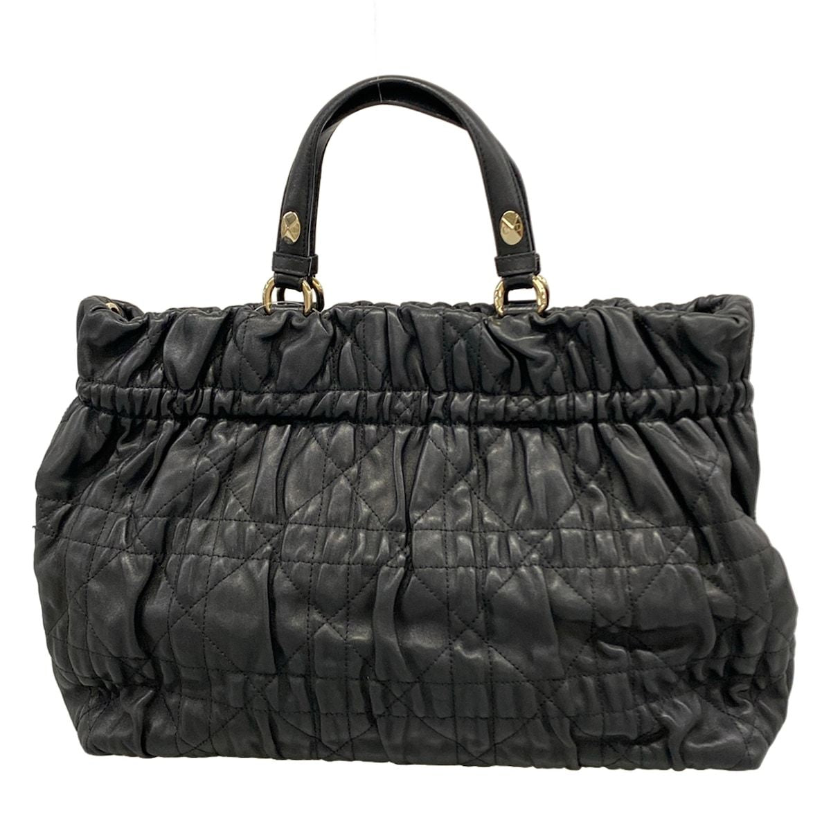 Dior Tote Bag Cannage Stitch Black Gathered Lambskin — view 3