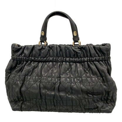 Dior Tote Bag Cannage Stitch Black Gathered Lambskin — view 3