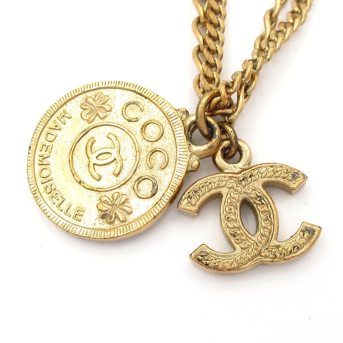 Chanel Necklace Gold Coin CC Logo Chain — view 3