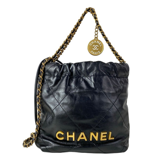 Chanel Handbag Chanel 22 Mini Black Chain Handle Vintage Gold 2-Way