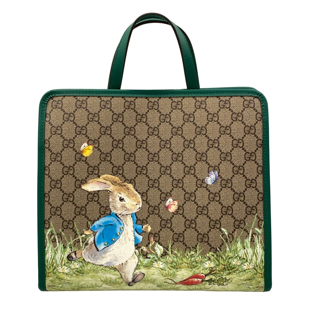 Gucci Tote Bag Children's GG Print Light Brown Green Multi Peter Rabbit Leather — view 3