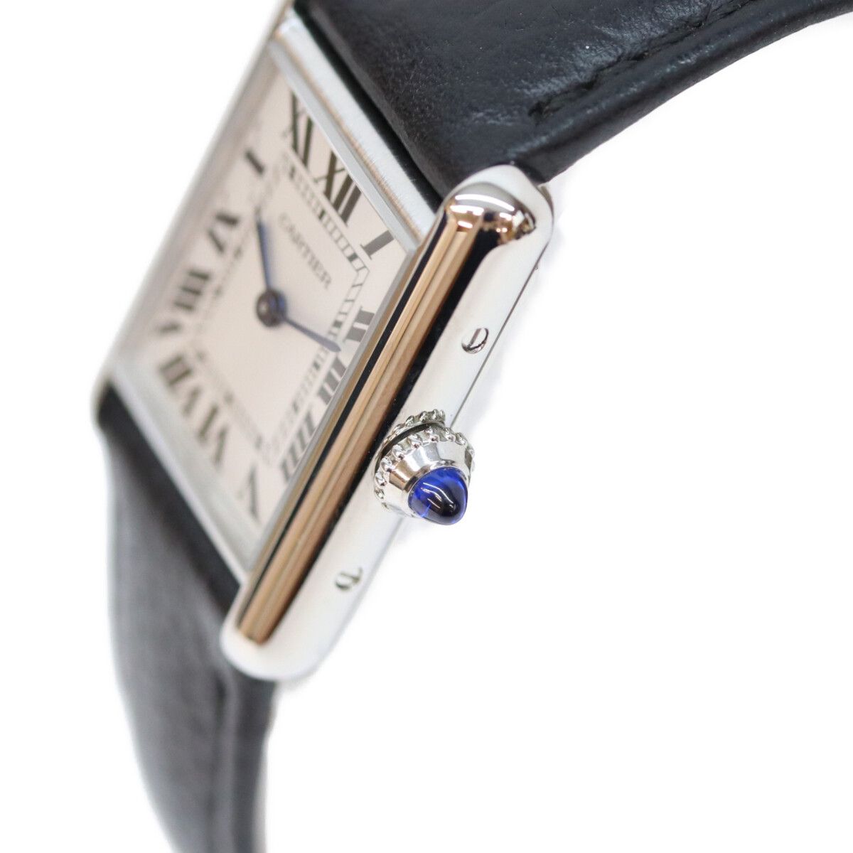 Cartier SS Tank Must SM Silver Dial Leather — view 6