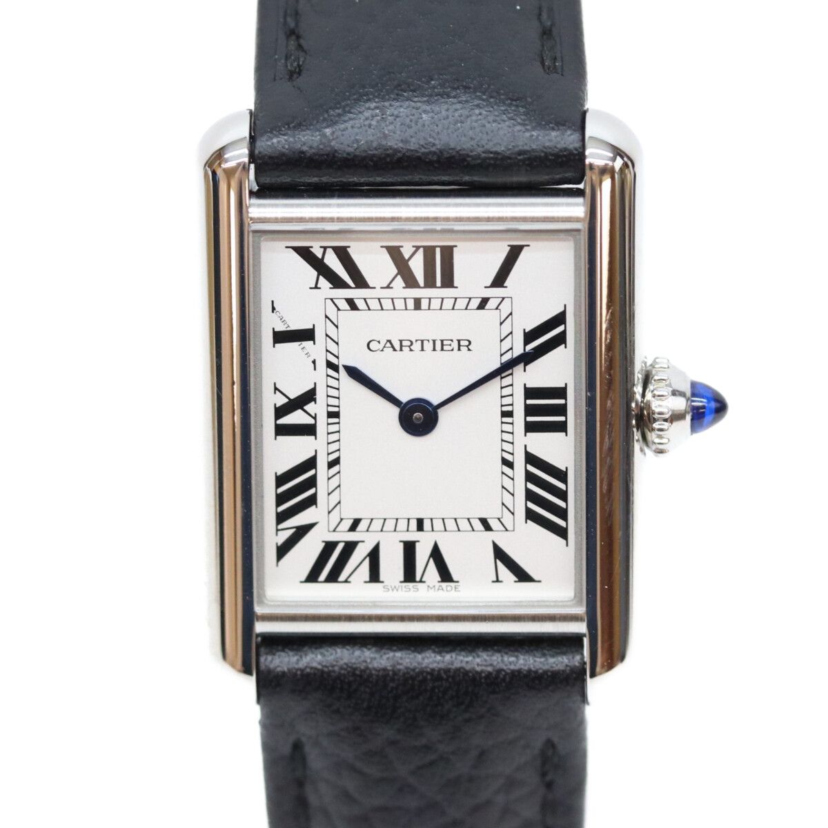 Cartier SS Tank Must SM Silver Dial Leather
