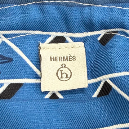 Hermes Petit H Silk 100% Masan & Reversible Drawstring Pouch Yellow Blue — view 7