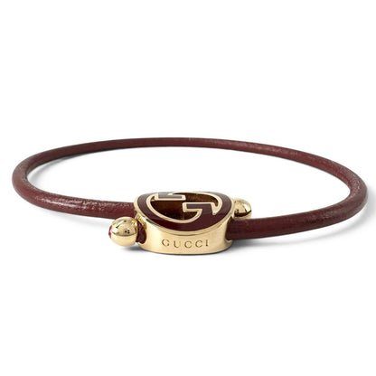 Gucci Lacquer Finish Round Interlocking G Bracelet Wine Red — view 4