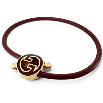 Gucci Lacquer Finish Round Interlocking G Bracelet Wine Red