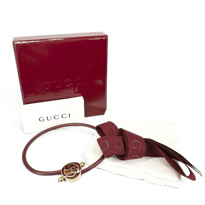 Gucci Lacquer Finish Round Interlocking G Bracelet Wine Red — view 2