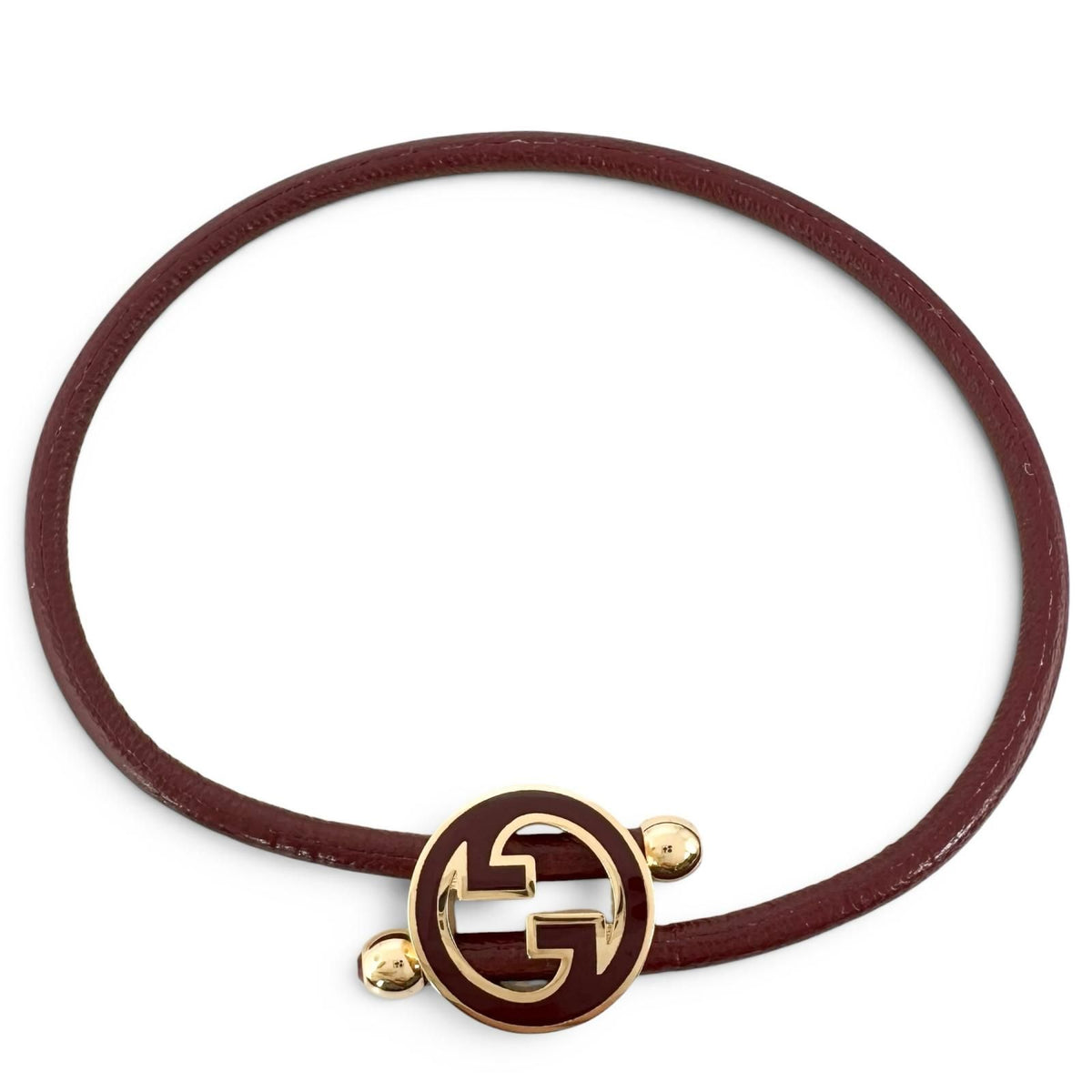 Gucci Lacquer Finish Round Interlocking G Bracelet Wine Red — view 3