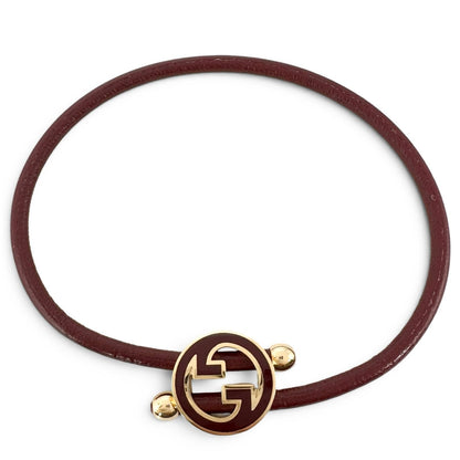 Gucci Lacquer Finish Round Interlocking G Bracelet Wine Red — view 3