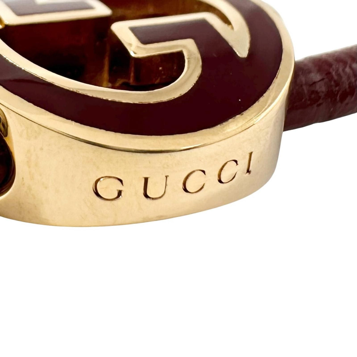 Gucci Lacquer Finish Round Interlocking G Bracelet Wine Red — view 7