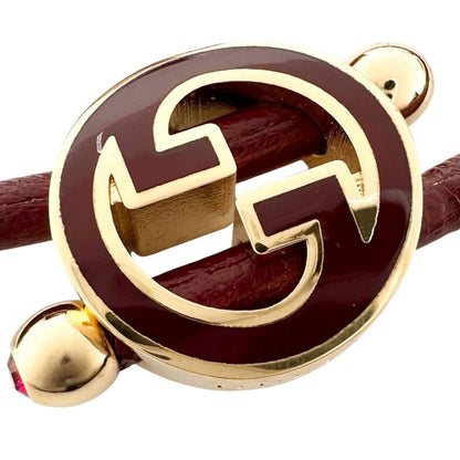 Gucci Lacquer Finish Round Interlocking G Bracelet Wine Red — view 5
