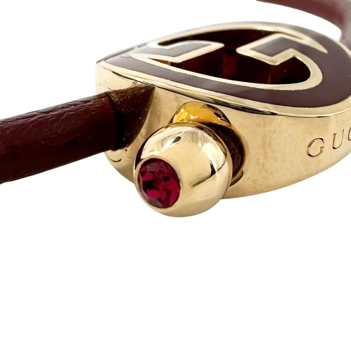 Gucci Lacquer Finish Round Interlocking G Bracelet Wine Red — view 6