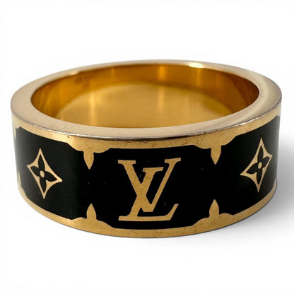 Louis Vuitton Ring Nano Glam Enamel Gold Black