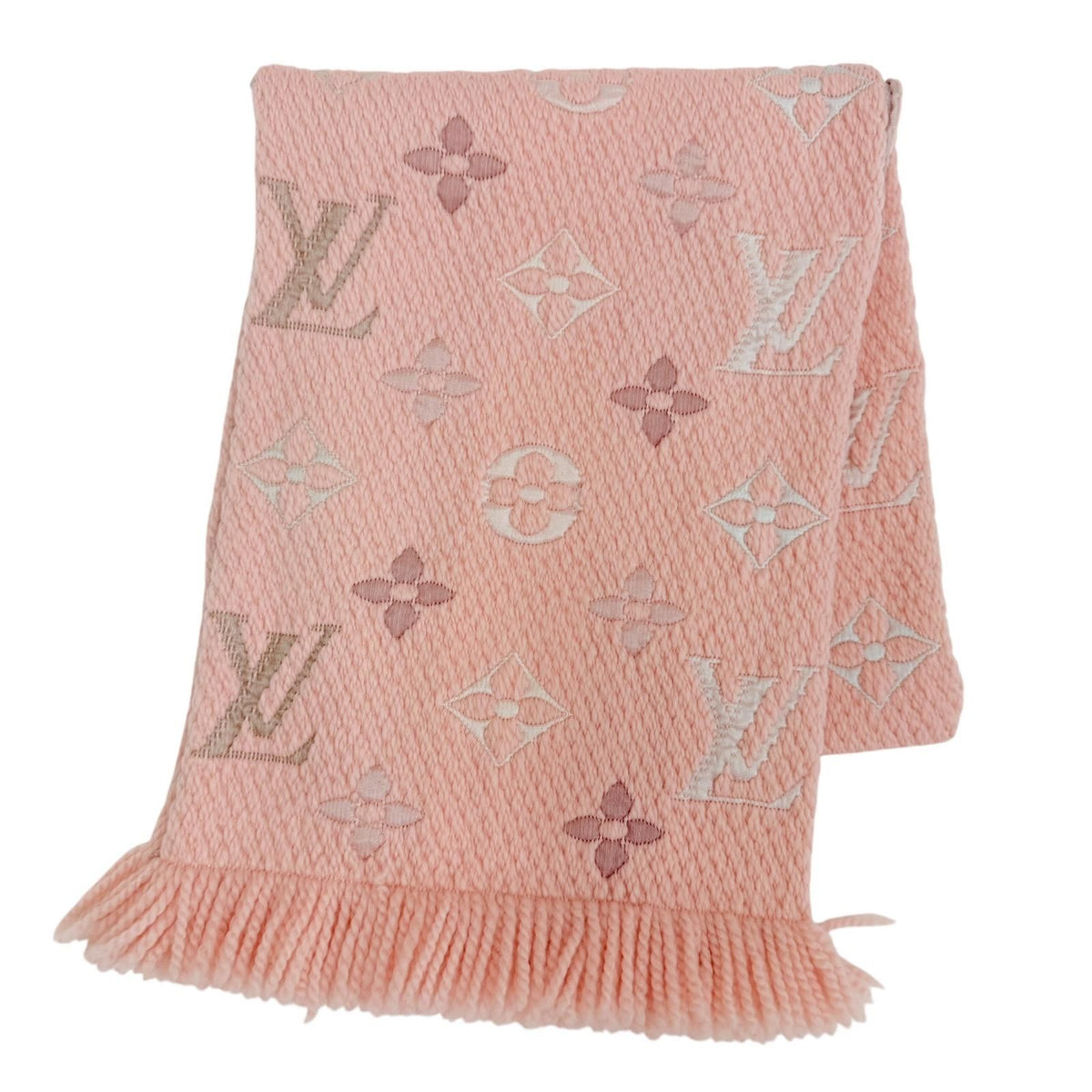 Louis Vuitton Logomania Scarf Rainbow Wool Silk Crystal Pink