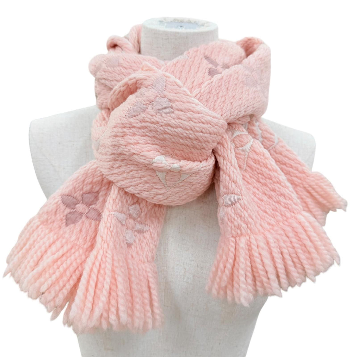 Louis Vuitton Logomania Scarf Rainbow Wool Silk Crystal Pink — view 3