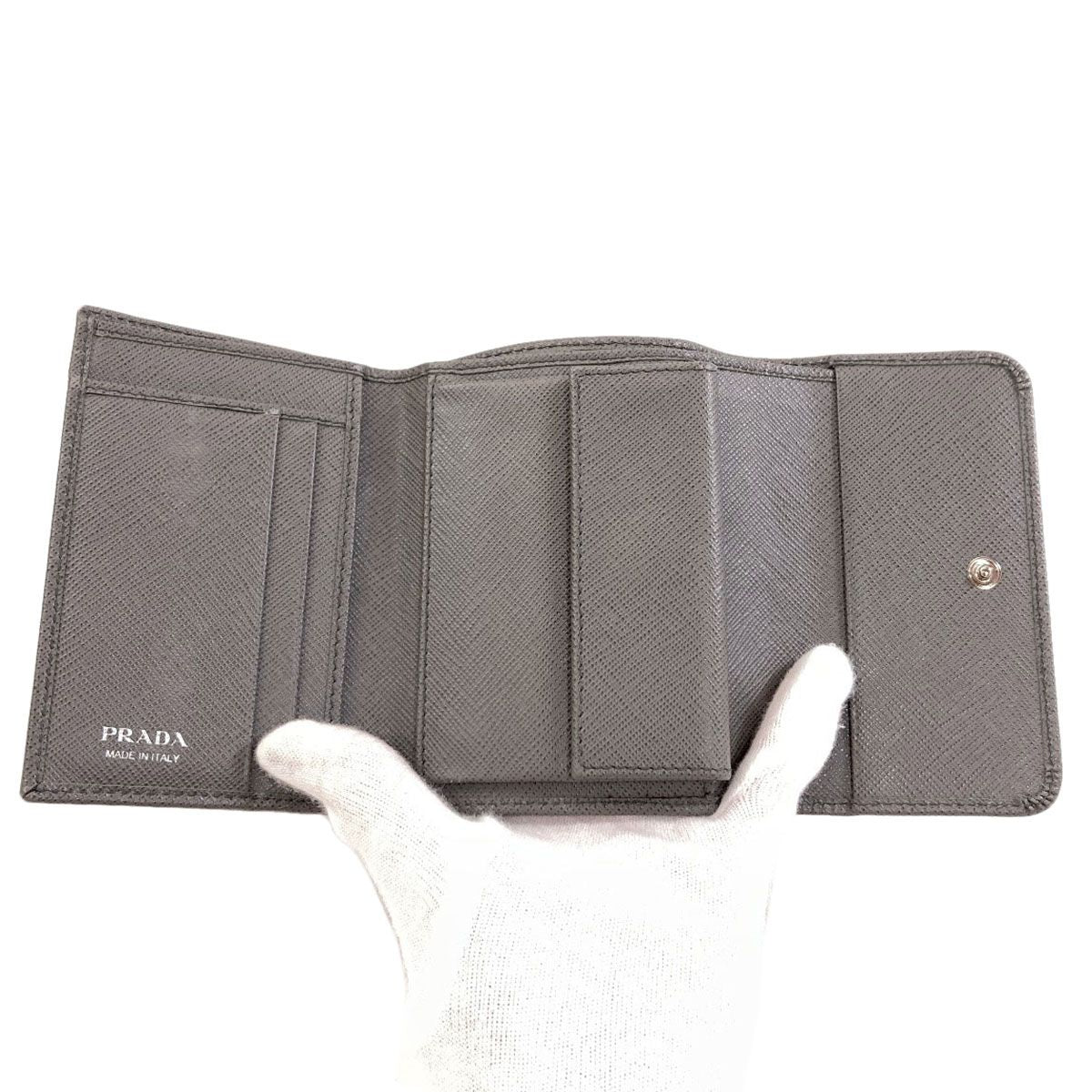 Prada Logo Trifold Wallet Saffiano — view 4