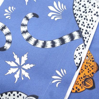 Hermes les Leopards Maxi Twilly Twill Up Scarf Blue — view 2
