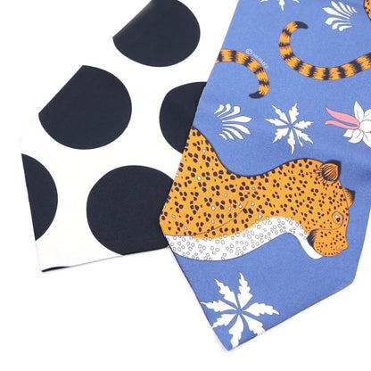 Hermes les Leopards Maxi Twilly Twill Up Scarf Blue — view 4