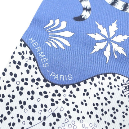Hermes les Leopards Maxi Twilly Twill Up Scarf Blue — view 3