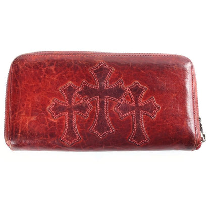 Chrome Hearts Rec Zip Cross Patch Zip Around Wallet Red