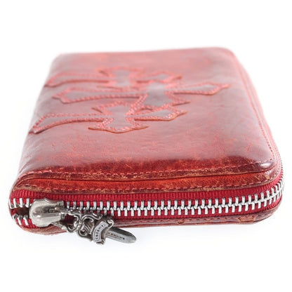 Chrome Hearts Rec Zip Cross Patch Zip Around Wallet Red — view 3