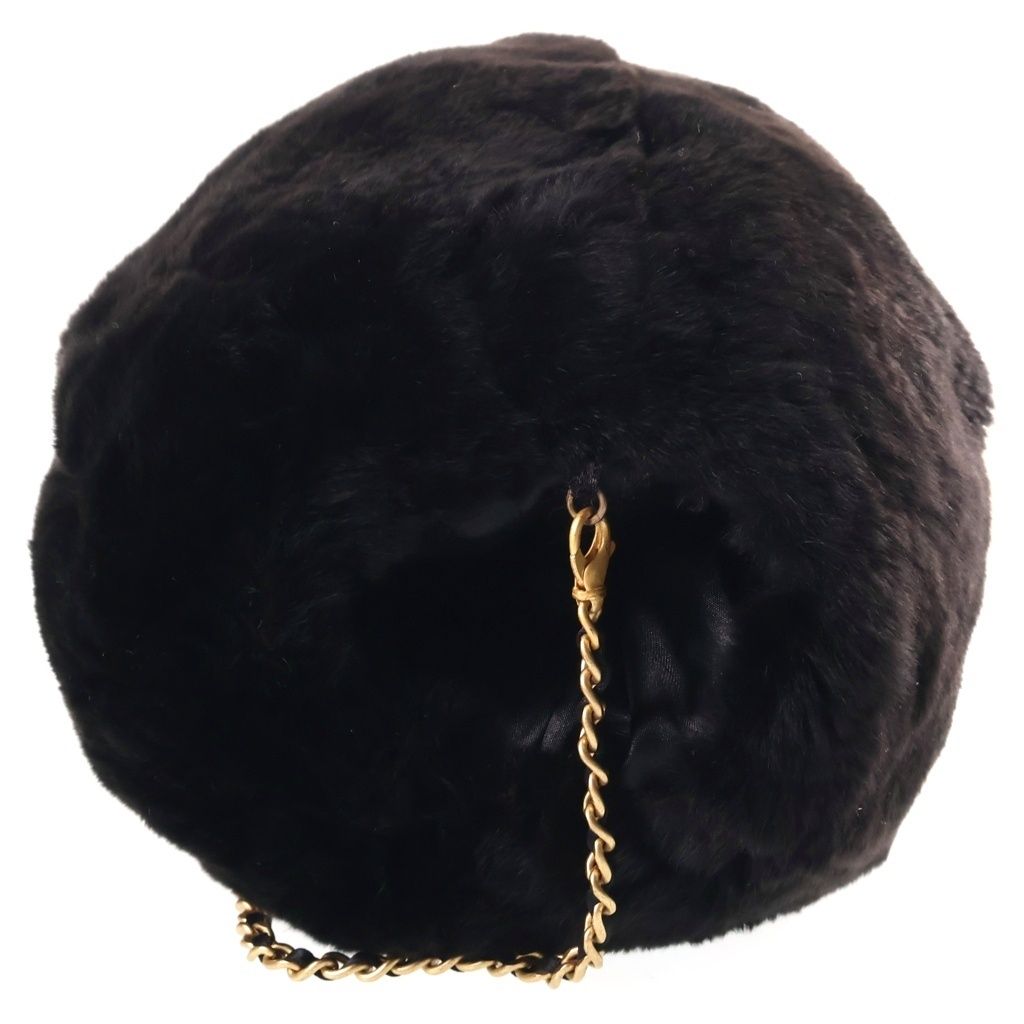 Chanel CC Logo Chain Arm Warmer GD Black Rabbit — view 3