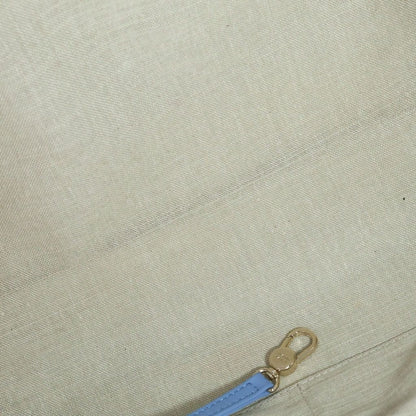 Chanel Deauville Small Shopping Bag Chain Handbag Blue Leather Canvas Plate Gold — view 7