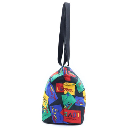 Saint Laurent Love Pattern Round Zip Nylon Tote Bag Multicolor with Logo — view 3