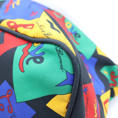 Saint Laurent Love Pattern Round Zip Nylon Tote Bag Multicolor with Logo — view 5