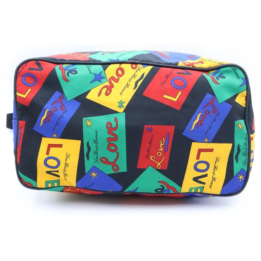 Saint Laurent Love Pattern Round Zip Nylon Tote Bag Multicolor with Logo — view 4