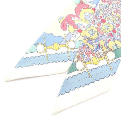 Hermes Twilly Pony Pit Stop Scarf Silk White Multicolor — view 4