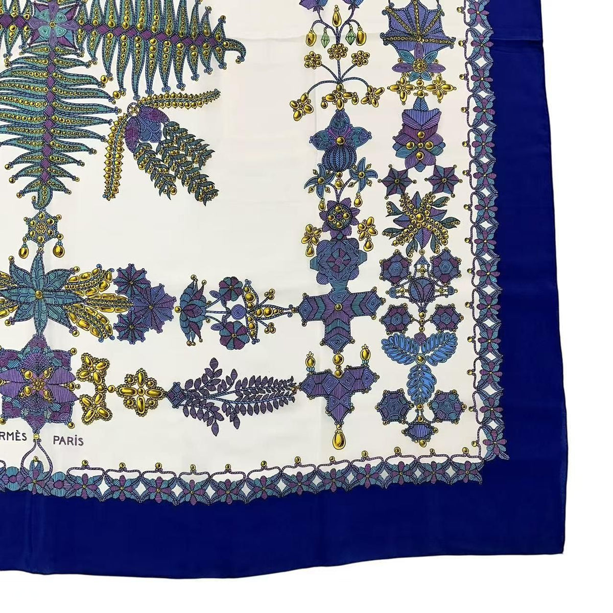 Hermes Extra Large Carre 140 Scarf Silk Scheherazade Blue — view 5
