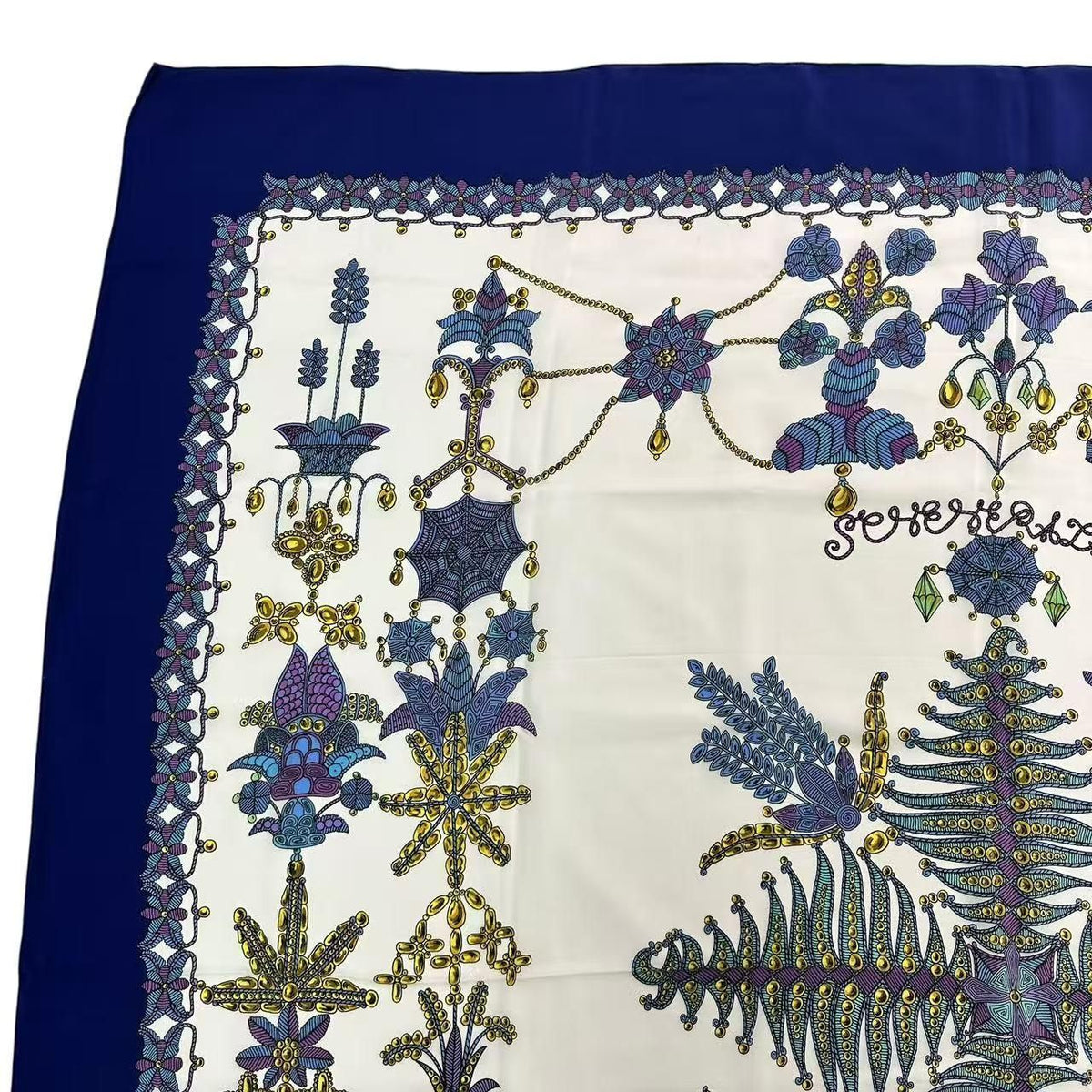 Hermes Extra Large Carre 140 Scarf Silk Scheherazade Blue — view 2