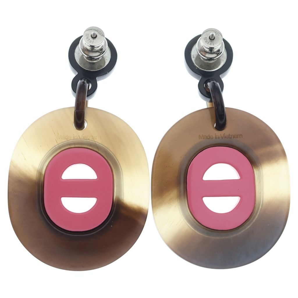 Hermes Fidelio Village Earrings Pink Brown — view 2