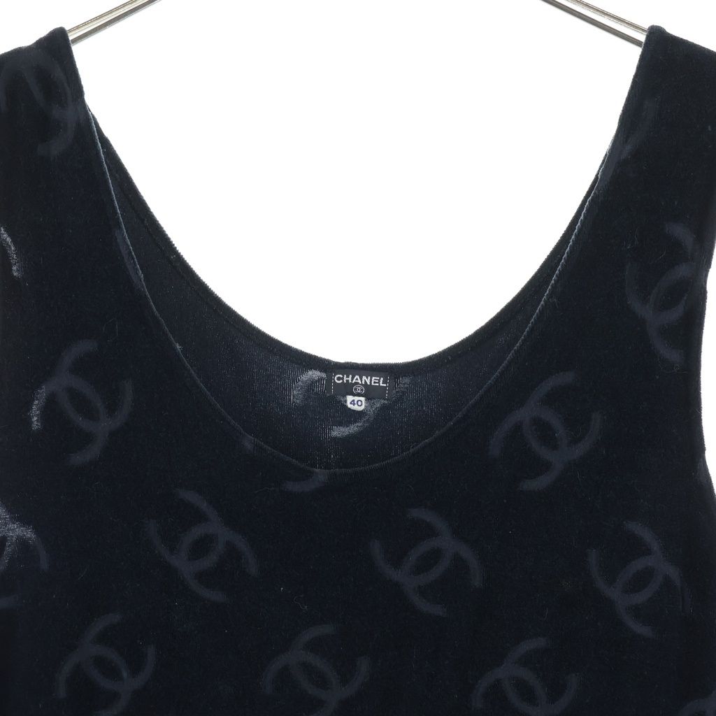 Chanel CC Logo Tan Top Dress Cotton Black — view 3