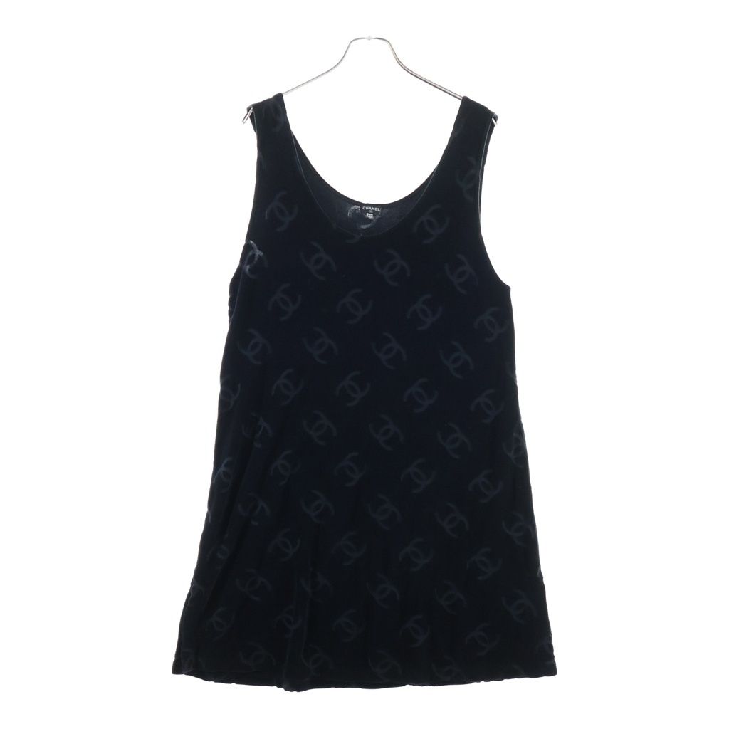 Chanel CC Logo Tan Top Dress Cotton Black