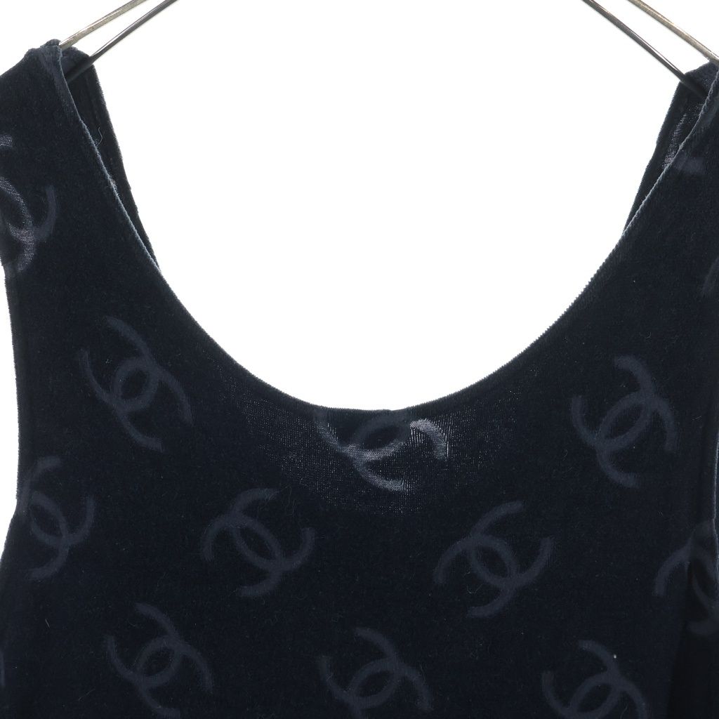 Chanel CC Logo Tan Top Dress Cotton Black — view 4