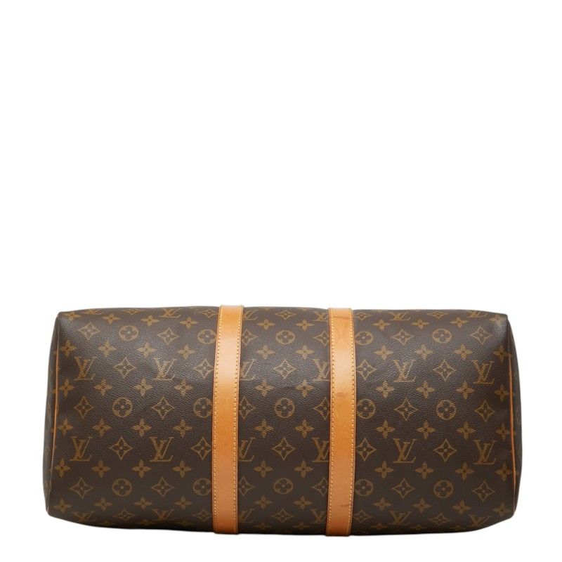 Louis Vuitton Monogram Keepall 45 Boston Bag Brown Leather — view 3