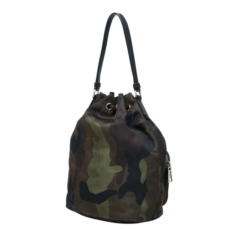 Prada Camouflage Pattern 2-Way Shoulder Bag Khaki Green Brown Nylon Leather — view 2
