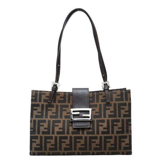 Fendi Zucca Handbag Brown Canvas Leather