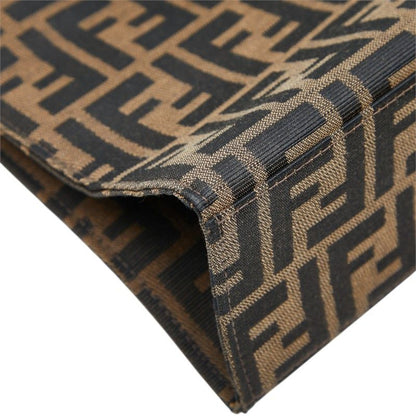 Fendi Zucca Handbag Brown Canvas Leather — view 8