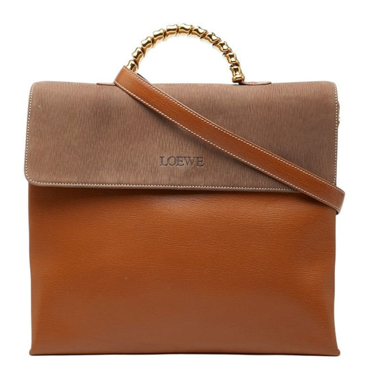 Loewe Velazquez Twist 2-Way Shoulder Bag Brown Leather