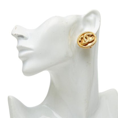 Chanel CC Logo Vintage Earrings Ear Clip 93P Round Gold Plated — view 5
