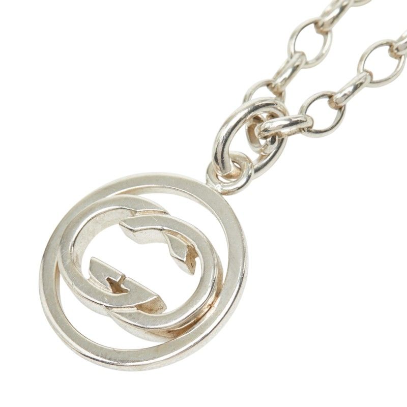 Gucci GG Logo Double G Chain Pendant Silver