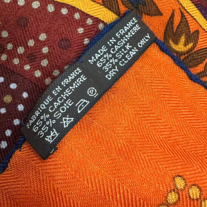 Hermes Scarf Shawl Cashmere Carre 140 L'arbre de Vie Tree of Life Orange — view 8