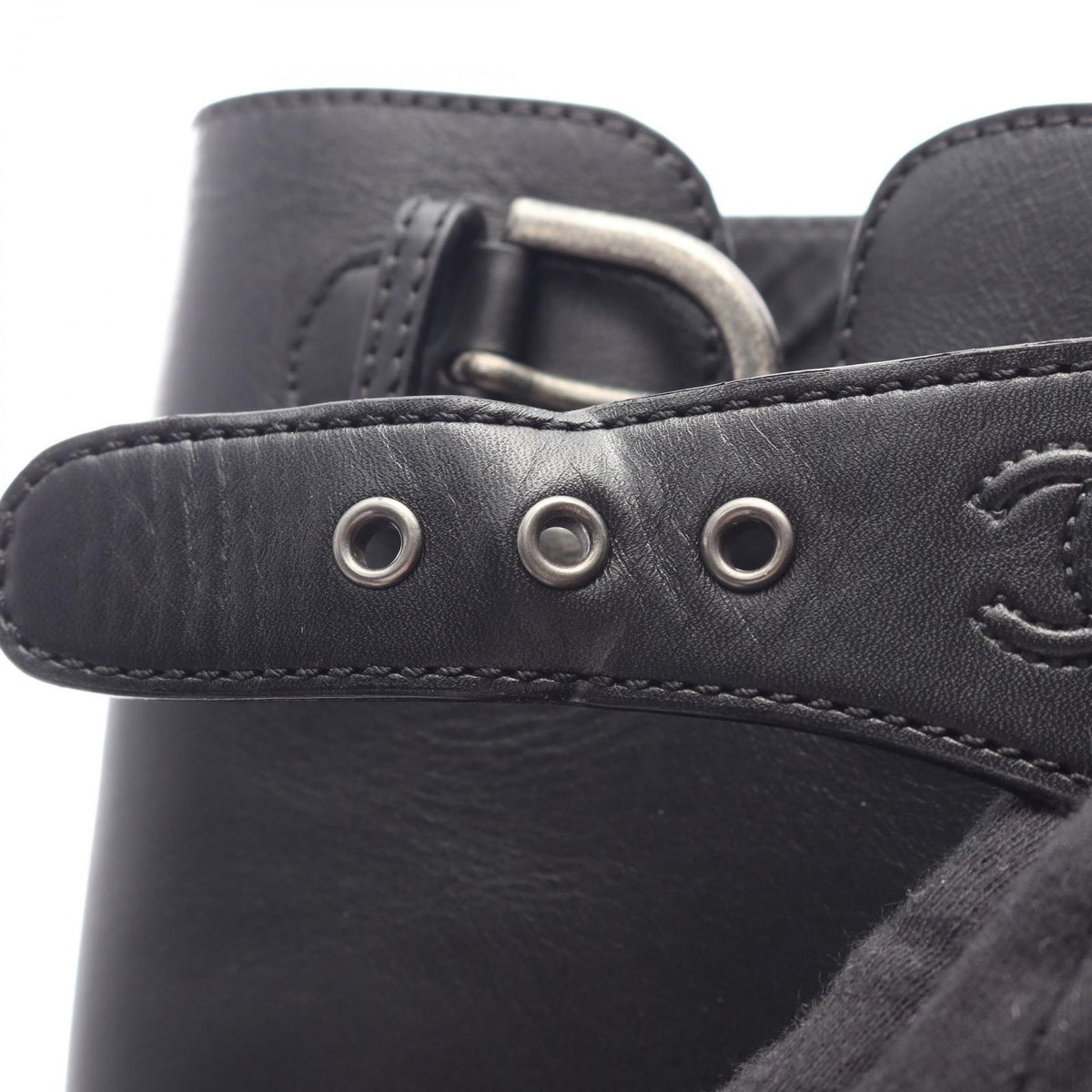 Chanel Boots CC Logo Long Black Leather — view 7