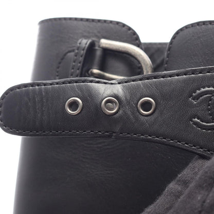 Chanel Boots CC Logo Long Black Leather — view 7