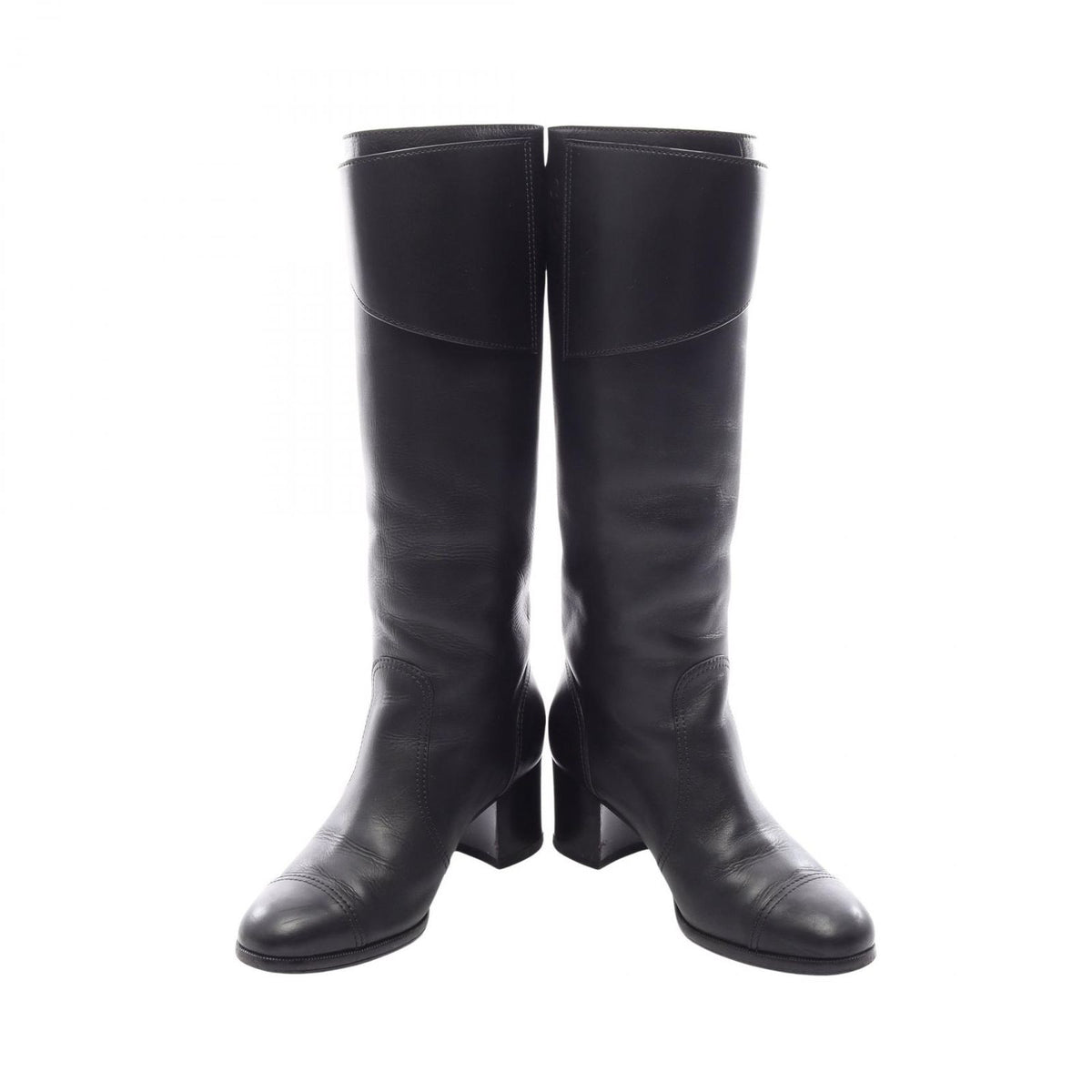 Chanel Boots CC Logo Long Black Leather — view 3
