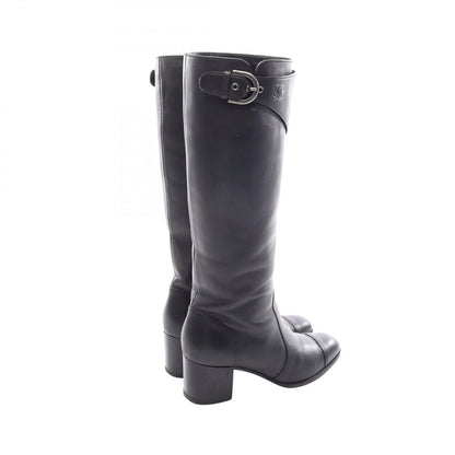 Chanel Boots CC Logo Long Black Leather — view 2