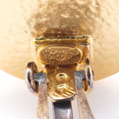 Chanel Earrings Vintage CC Logo Round Circle Gold Plated Black — view 4